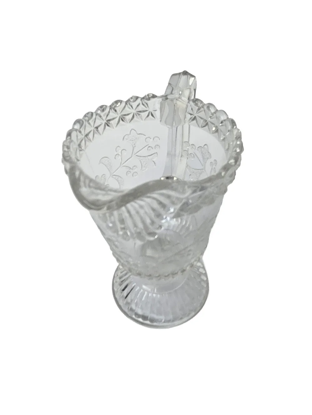 EAPG Adams Wildflower Clear Footed Cream Pitcher Victorian 1880s